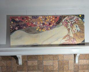 55" x 22 1/2" Canvas wall art print of Gustav Klimt’s Water Serpents II