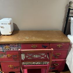 Hot Pink Wooden Desk 