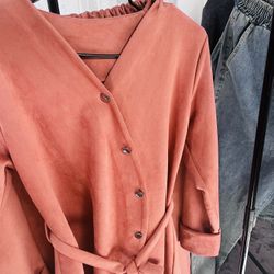 Elegant 2-Piece Soft Suede Set - Dusty Rose - Premium Quality