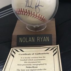 Nolan Ryan Autographed ball w/cert.