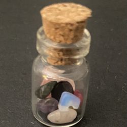 Gem and Semi-precious stones in Mini Glass Jar (1/2 in tall)