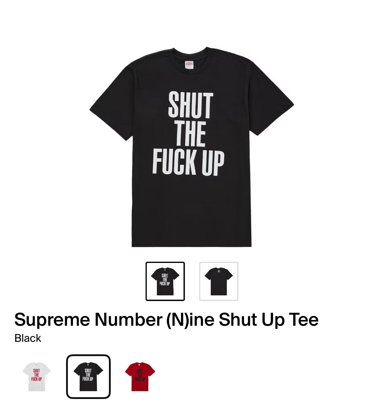 Supreme Number (Nine Shut Up Tee Size XL - thefunkyskunk.ie