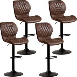 Bar Stools Set of 4, Modern Swivel Counter Height Barstools for Kitchen Island Chairs, Adjustable Fa