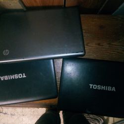 3 Laptops..2 Toshibas And 1 HP