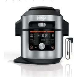 Ninja OL701 Foodi 14-in-1 SMART XL 8 Qt. Pressure Cooker Steam Fryer with SmartLid & Thermometer + Auto-Steam Release, that Air Fries, Proofs & More