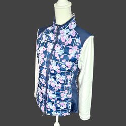 Peter Millar Women’s Merge Hybrid Floral Pattern Full Zip Jacket Sz M