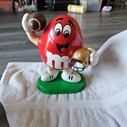 Vintage Red M&M Football Player Candy Dispenser Collectible SUPERBOWL SUNDAY


