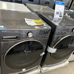 Black Steel LG Front Load Washer & Gas Dryer Set