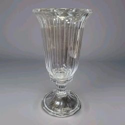 2 Piece Vintage Heavy Glass Crystal Hurricane Lamp Candle Holder 11.75" H