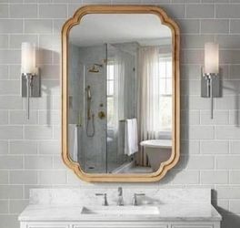 New Wood Bathroom Vanity Mirror Boho Decorative Wall Mirror