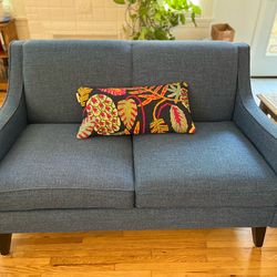 denim blue love seat / condo sofa