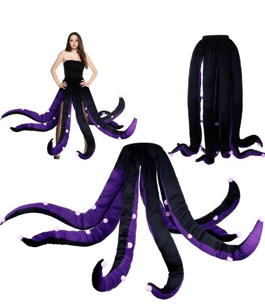 Funtery Women Octopus Costume Halloween Octopus Tentacles Dress Sea Witch Costume for Adults Cartoon Cosplay Party
