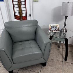 Pastel Leather Sofa And a Armchair From Macys 