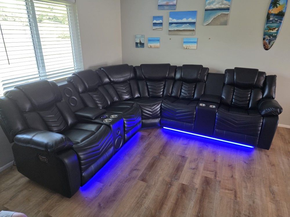 Seccional Reclinable Led Electrico