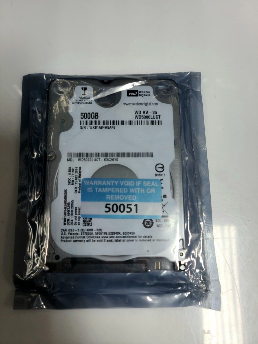 Western Digital WD5000LUCT AV 500GB 5400RPM 16MB Cache (7mm) SATA 3.0Gb/s Internal 2.5inch Notebook Hard Drive