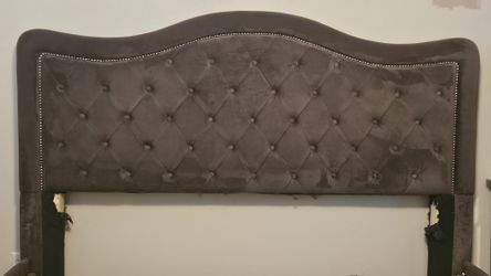 King Bed Charcoal Gray W/Nailhead Details