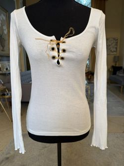 Grassroots Long Sleeves Top With Lace up With Gold Rhinestone 