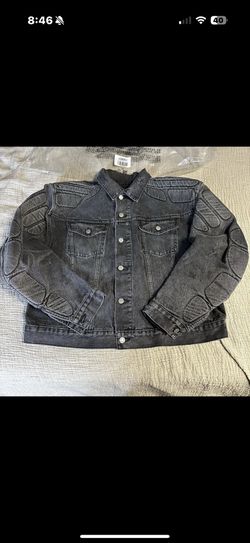 yeezy gap balenciaga padded denim jacket grey wash