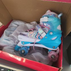Girls Roller Skates Adjustable Size Youth 4.5 To 7