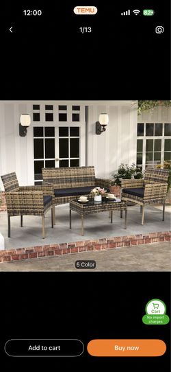 NEW IN BOX Natural Rattan Patio Set w/ Cushions