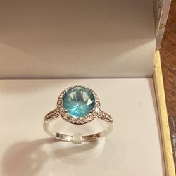 Silver Aqua Ring Size 8 Macys