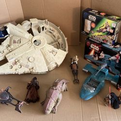 Star Wars 1990s Millennium Falcon, Jawa, Speeders, Dewback +more, lot of 9 Original Vintage 