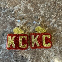 New Kansas City Chiefs Glitter Earrings Shipping Available 