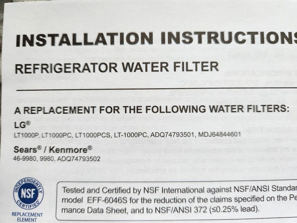 LG Refrigerator Filter Replacements