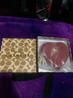 Red coach heart shaped coin  bag