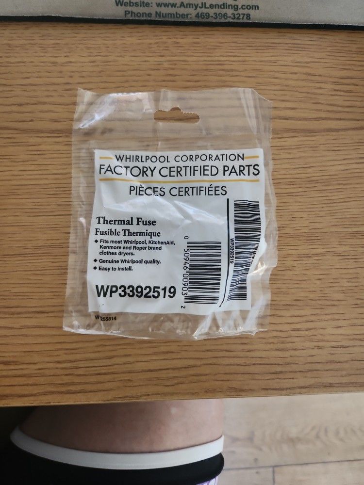 Whirlpool Certified Thermal FUSE-dryer