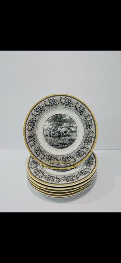 Villeroy & Boch Audun Ferme Farm Scene Salad Plates Set of 7 . Beautiful and very elegant plates are in good condition, minimal wearing marks on plate