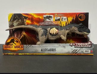 Jurassic World Extreme Damage Roarin' Allosaurus Dinosaur Toy for 4 Year Olds & Up