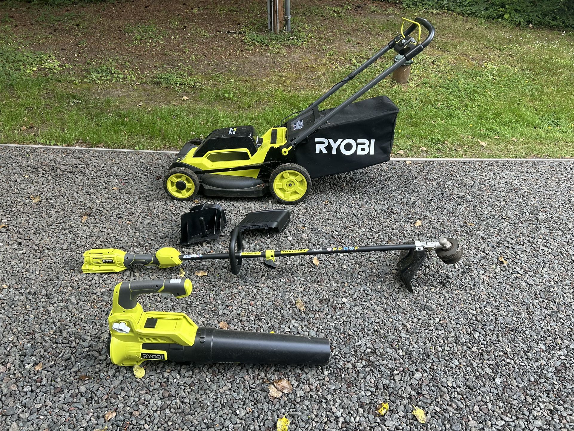 Ryobi Lawn Mower, Trimmer & Blower Set