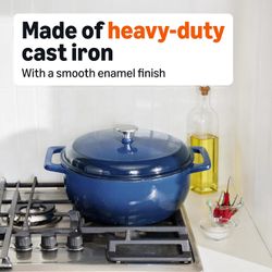 New Dutch Oven 6 Quart – Enameled Cast Iron Pot with Lid, Navy