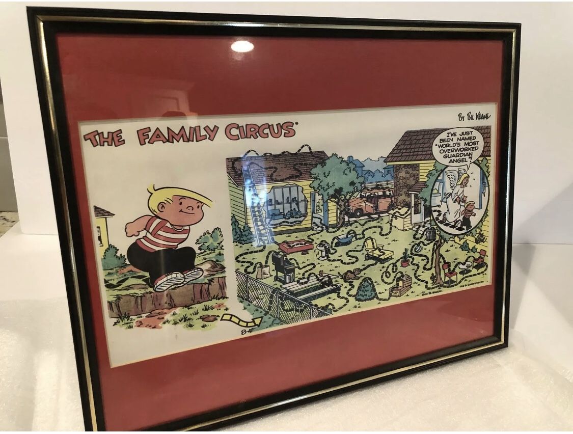 The Family Circus Vintage Guardian Angel Picture Frame