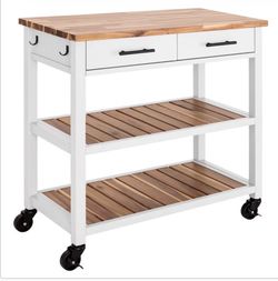 Seville Kitchen Cart with Acacia Shelves