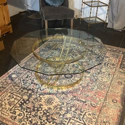 MCM VINTAGE Milo Baughman Brass Glass Coffee Table
