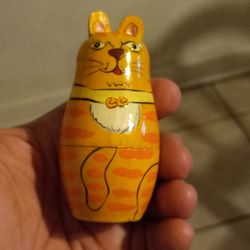 Nesting Wood Doll Haind Painted 3.5" T X 1.75" Opening  