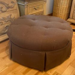 Round Ottoman On Wheels  3 Feet Wide 