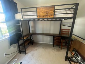 Loft bed with desk lightly used - mattress included
