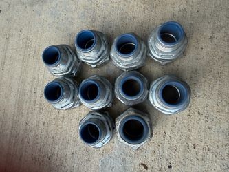 Lot of 10 Electrical Conduit Connectors Fittings Metal Insulated Blue Throat