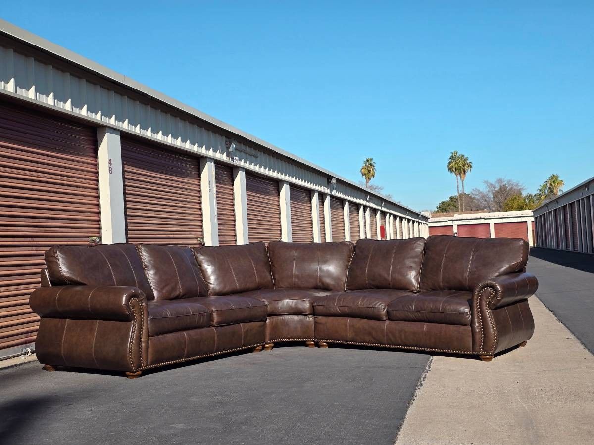 Designer Leather Sectional - LIKE NEW 100% Real Leather