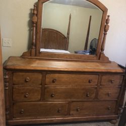Oak Bed And Dresser