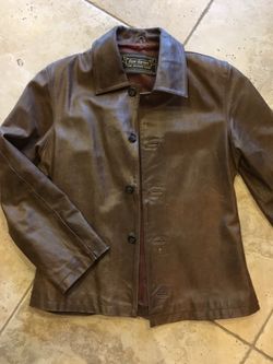 Rem Garson Leather jacket coat trench Med