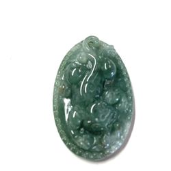 Natural Burma Jade Jadeite Dragon Handmade Pendant Necklace