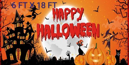 Happy Halloween Banner HUGE 6 X 13 FT NEW