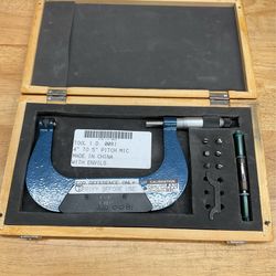 4-5" Screw Thread Micrometer .001 Anvils, Case Mitutoyo 4” Standard w/Calibration machinist tool cnc haas