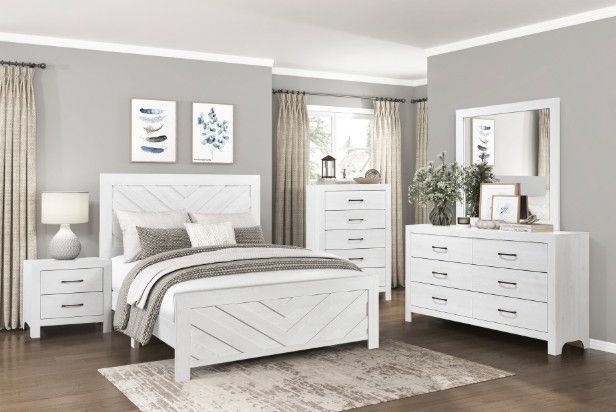 Brand New Modern Clean line w/V Pattern design 5 Pc bedroom sets under $599.00