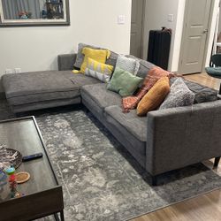 Living spaces Aries Seal Gray Fabric Modern Sectional