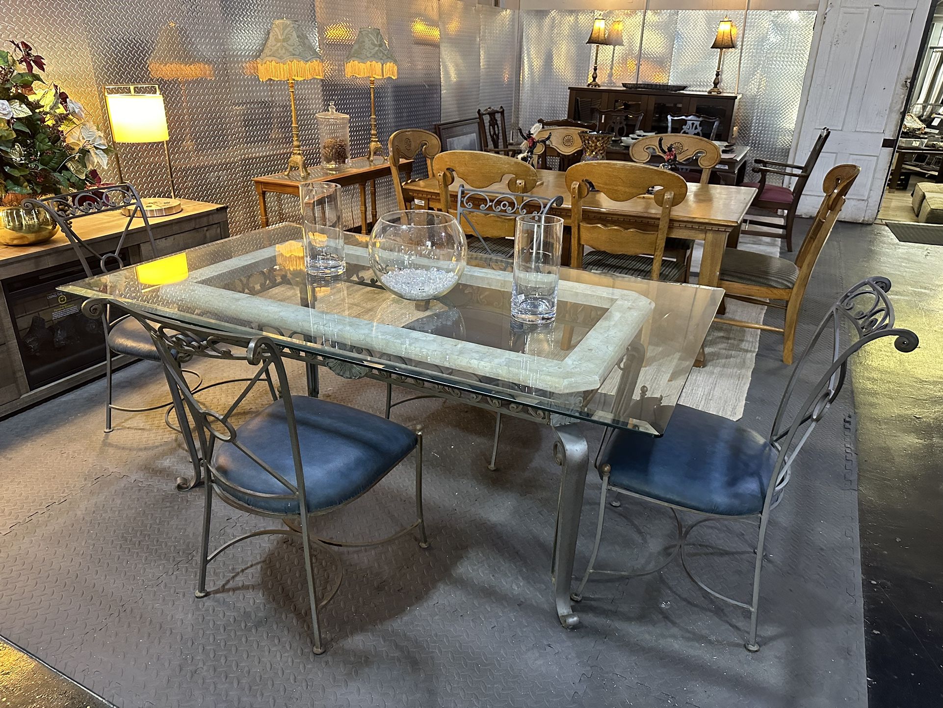 Glass Top Dining Table With 4 Chairs